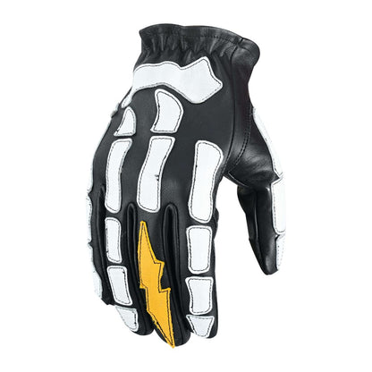 Devil Hands Black White and Yellow Skeleton Bolt Glove