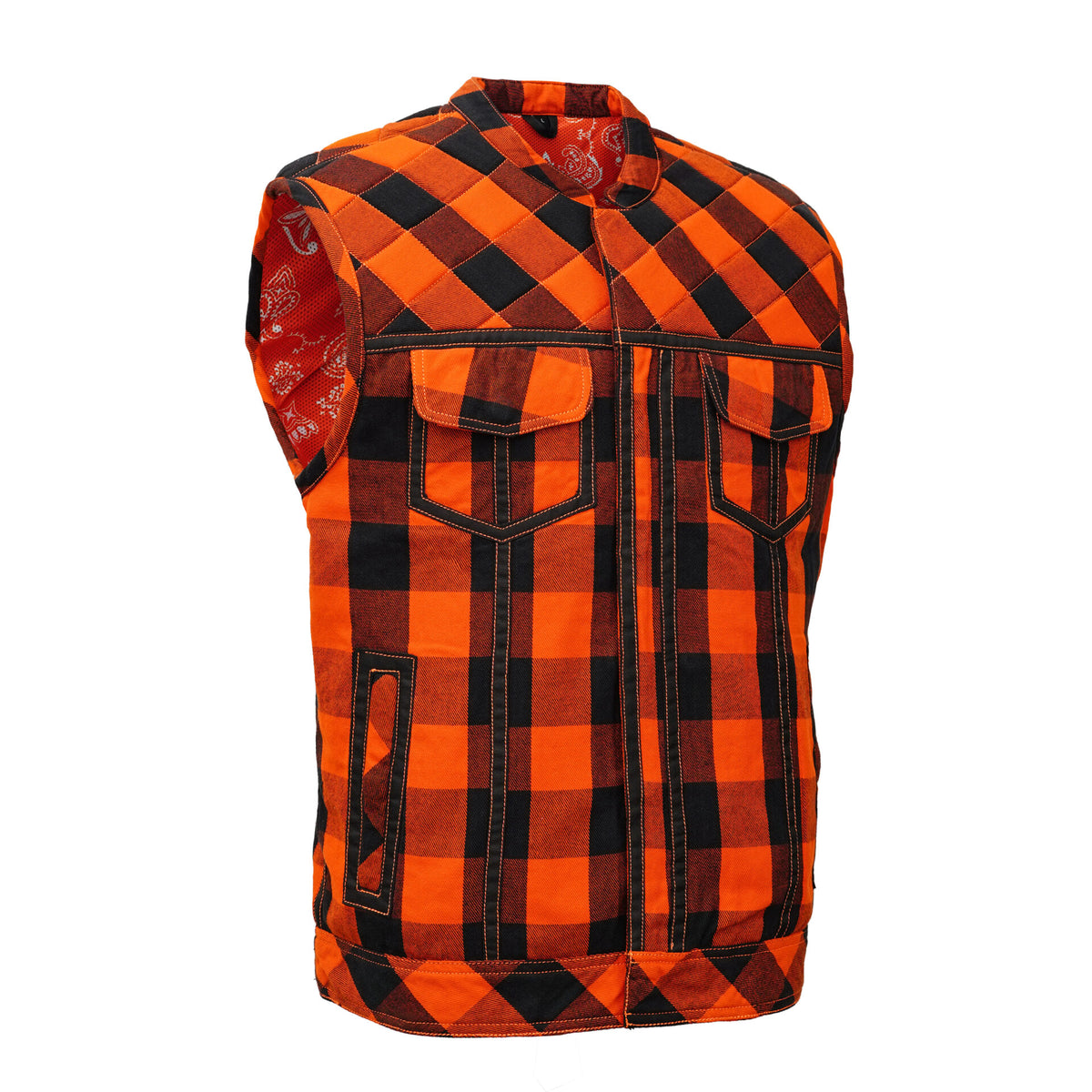 BSM4620 Rogue Inferno Black and Orange Flannel Textile Vest