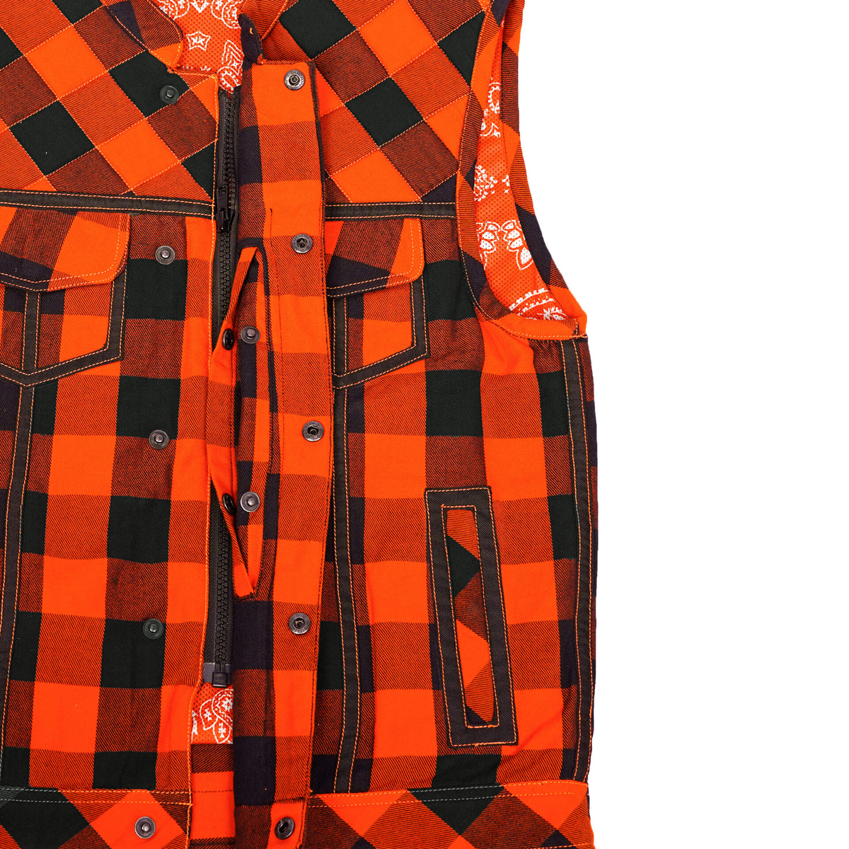 BSM4620 Rogue Inferno Black and Orange Flannel Textile Vest