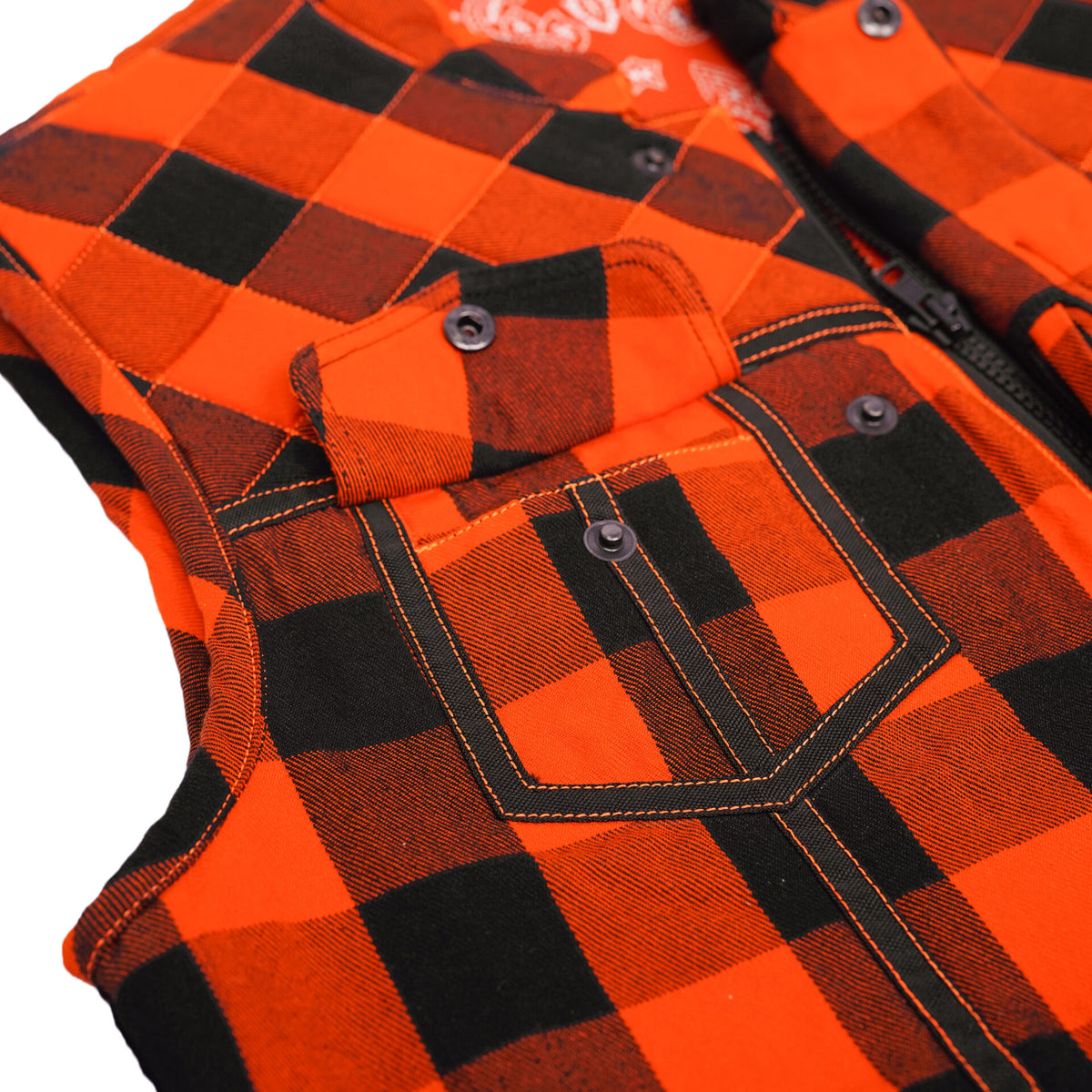 BSM4620 Rogue Inferno Black and Orange Flannel Textile Vest