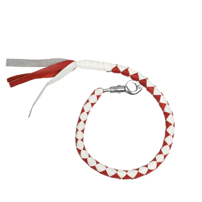GBW215 Motorcycle Get-Back Whip - Red/White - Braided Leather Section - Renegade Classics