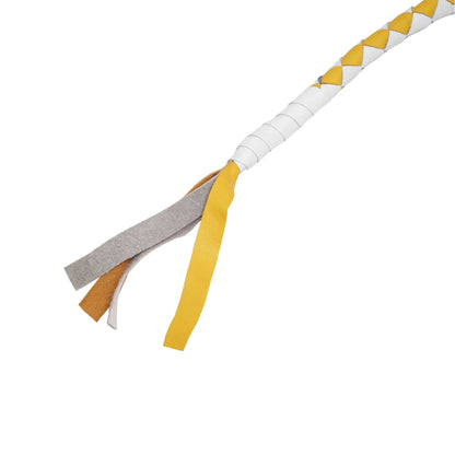 GBW216 Motorcycle Get-Back Whip - Yellow/White - Bottom Fringe Tassel - Renegade Classics