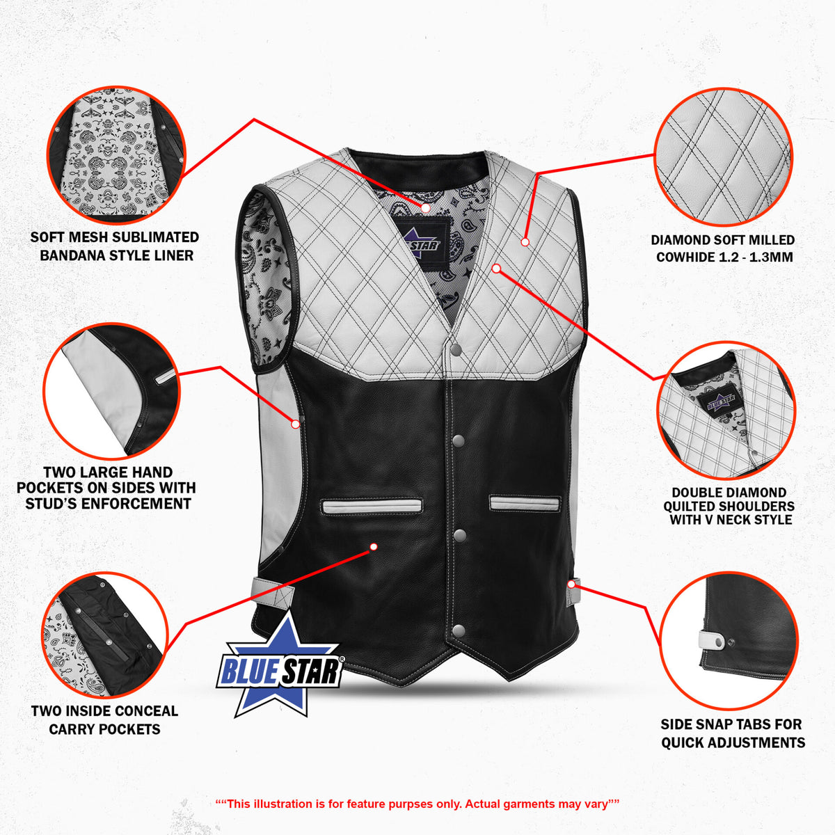 BSM5015 Splitline Men's Leather Vest