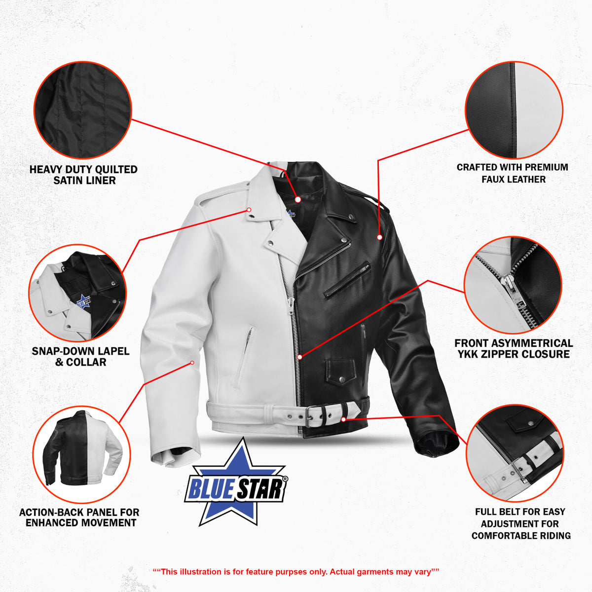BSM4663 Mono Racer Mens Faux Leather Motorcycle Jacket
