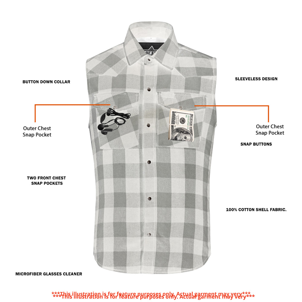 BSM4590 Men’s Gray Black Sleeveless Flannel