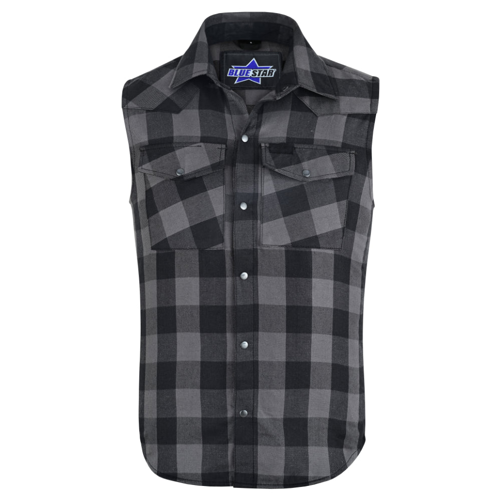 BSM4590 Men’s Gray Black Sleeveless Flannel