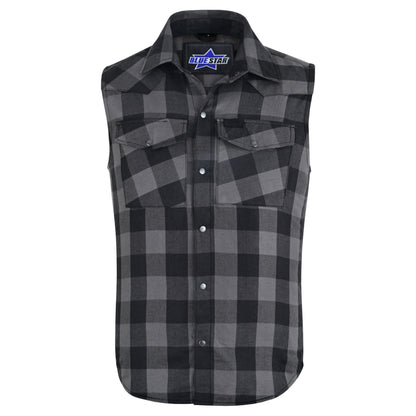 BSM4590 Men’s Gray Black Sleeveless Flannel