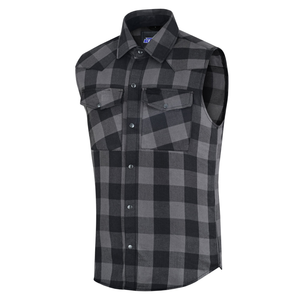 BSM4590 Men’s Gray Black Sleeveless Flannel