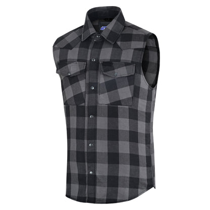 BSM4590 Men’s Gray Black Sleeveless Flannel