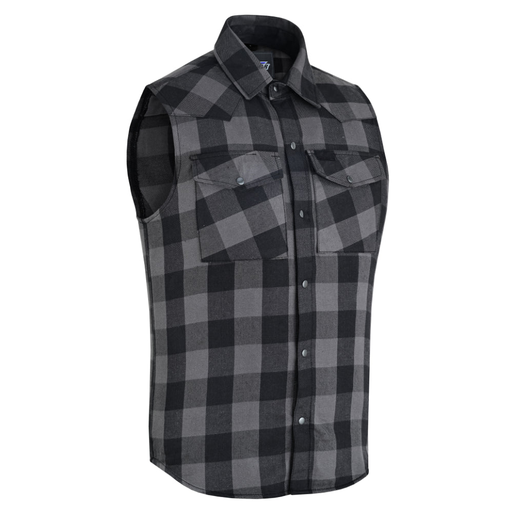 BSM4590 Men’s Gray Black Sleeveless Flannel