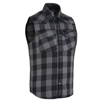 BSM4590 Men’s Gray Black Sleeveless Flannel