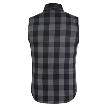 BSM4590 Men’s Gray Black Sleeveless Flannel