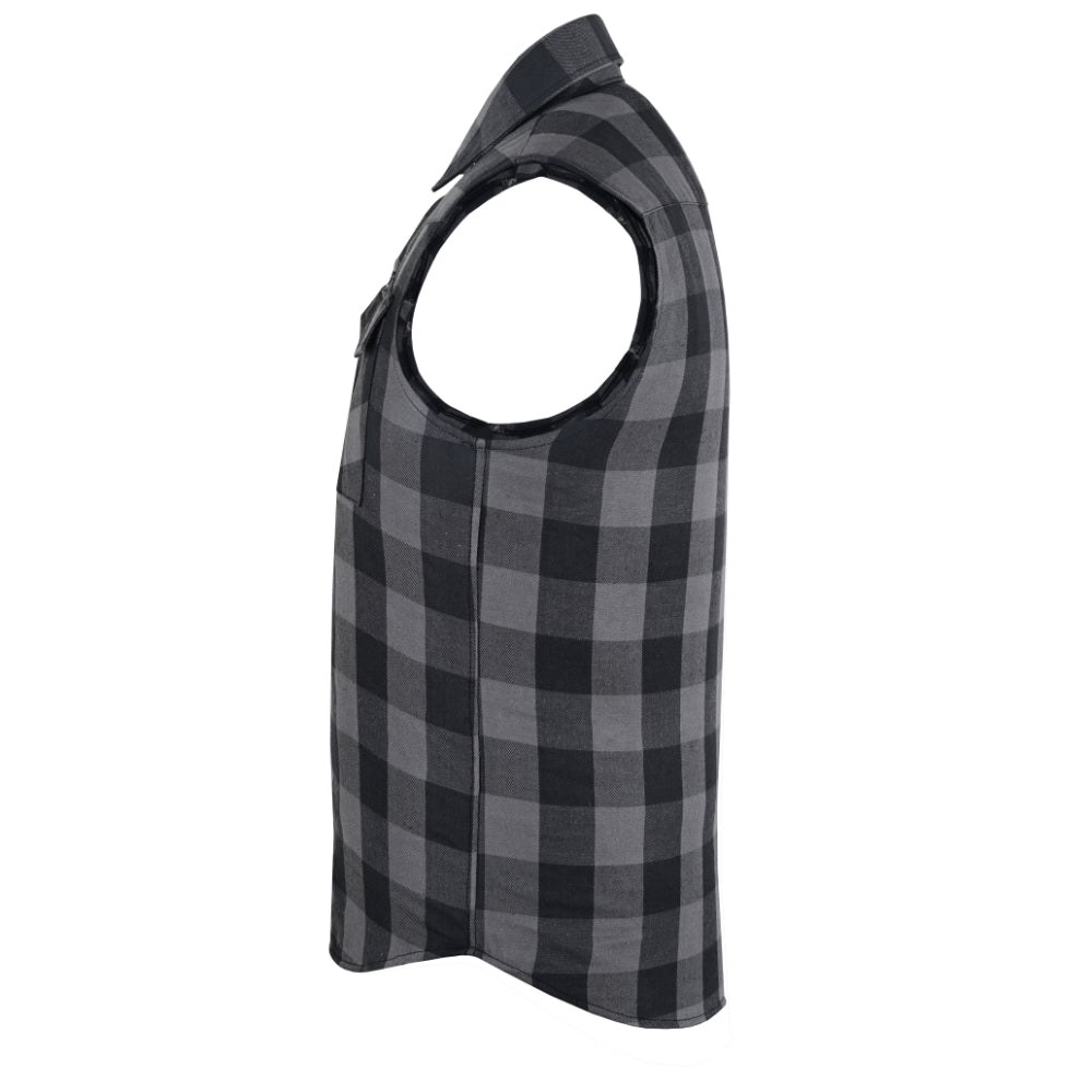 BSM4590 Men’s Gray Black Sleeveless Flannel