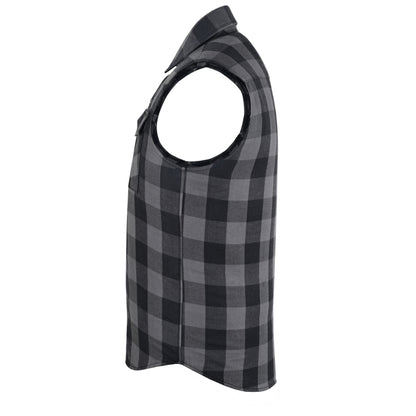 BSM4590 Men’s Gray Black Sleeveless Flannel