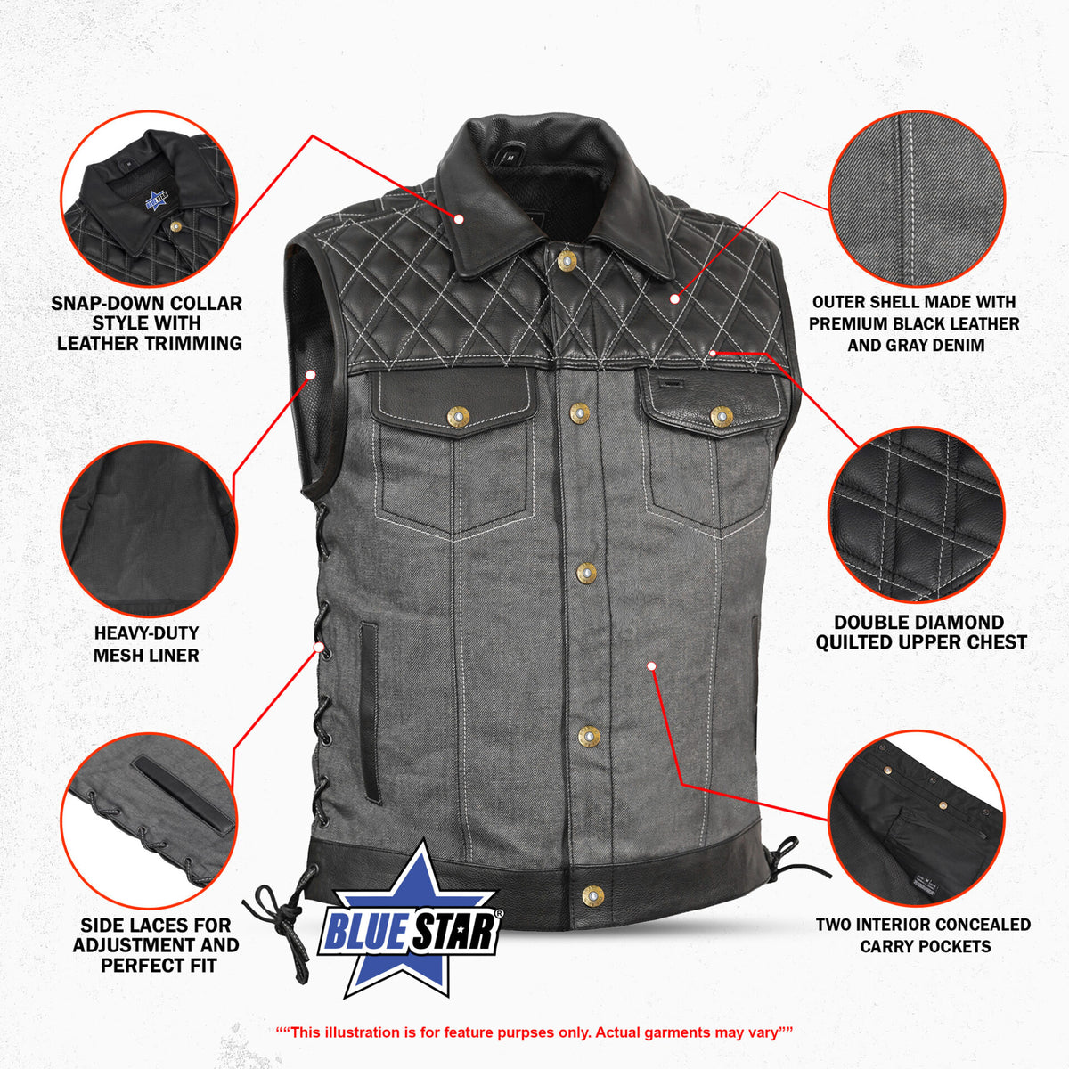 BSM4652 Dark Venture Men’s Leather Vest