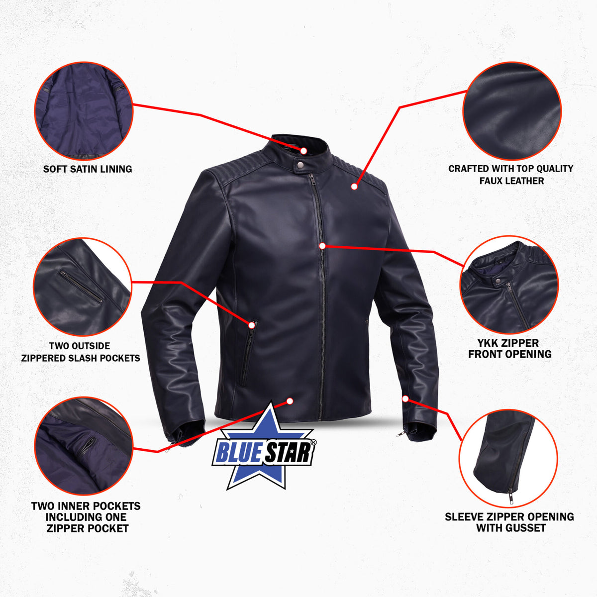 BSM5010 NavyFlux Men’s Faux Leather Jacket