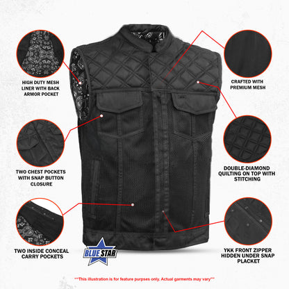 BSM4653 Vapor Shield Men’s Textile Motorcycle Vest