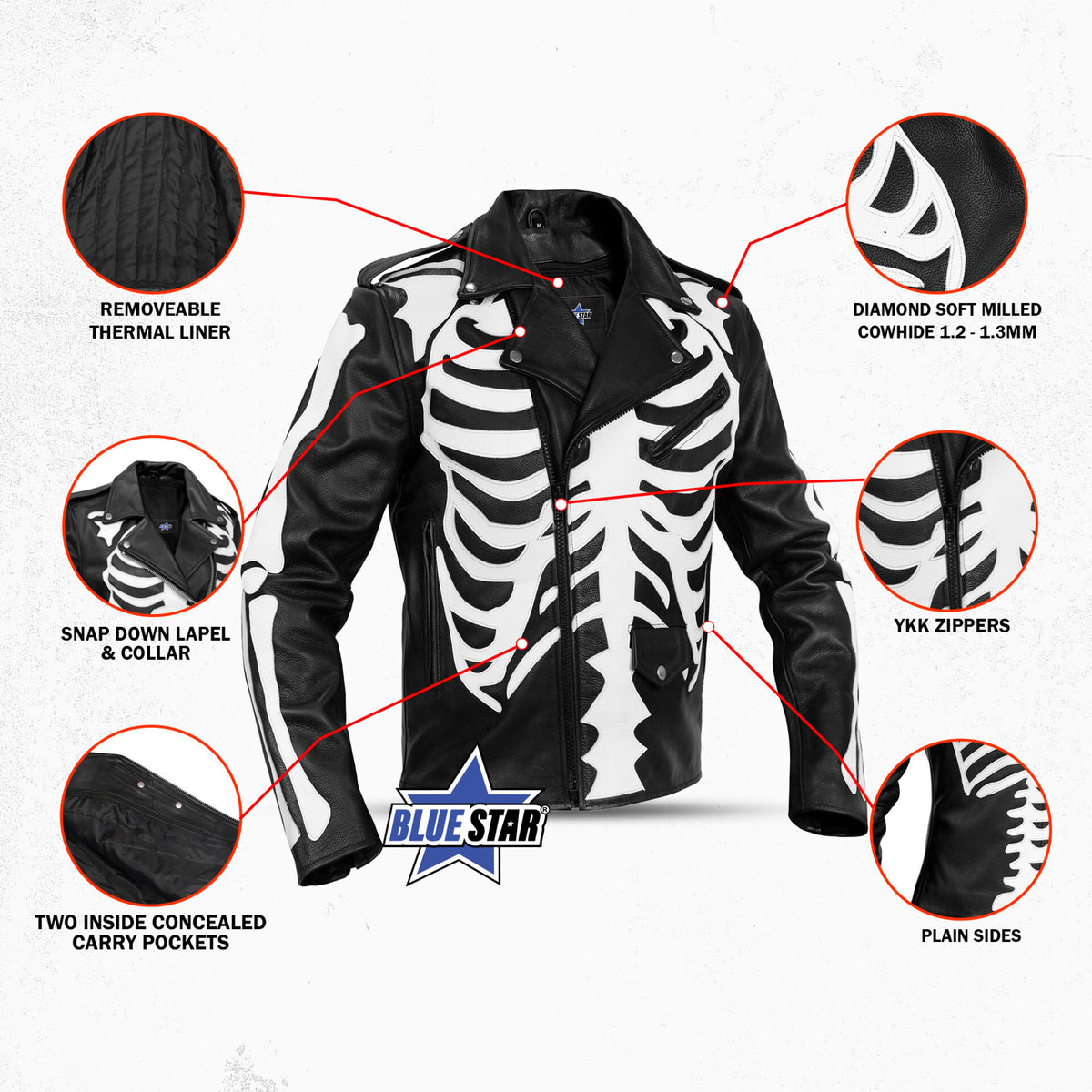 BSM5034 SkullBone Men’s MC Bone Jacket