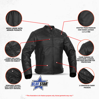BSM4668 Tarmac Mens Leather Motorcycle Jacket