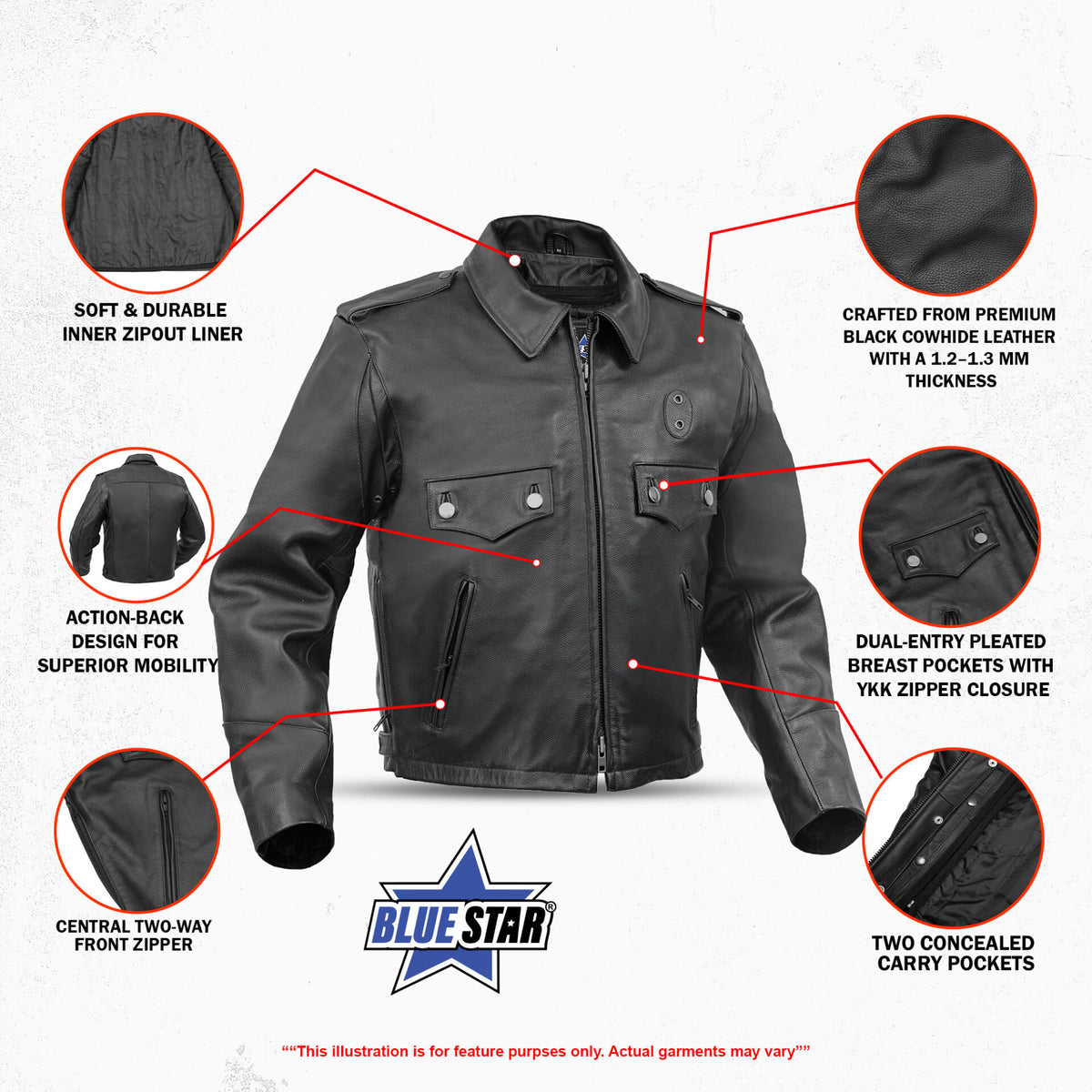 BSM4649 Black Raider Men’s Leather Motorcycle Jacket