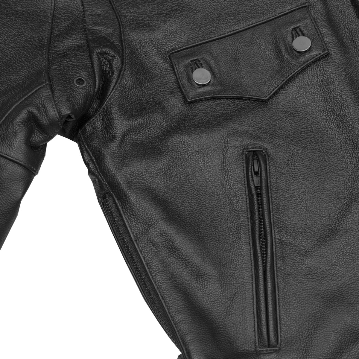 BSM4649 Black Raider Men’s Leather Motorcycle Jacket