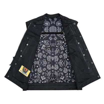 BSM4602 Mesh Rave Men’s Black Mesh Textile Vest with Black Paisley Liner