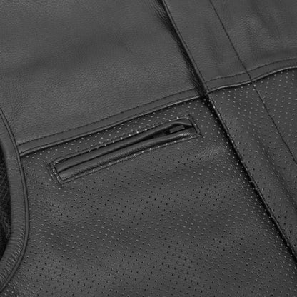 BSM4654 Gravel Ghost Men’s Leather Motorcycle Vest