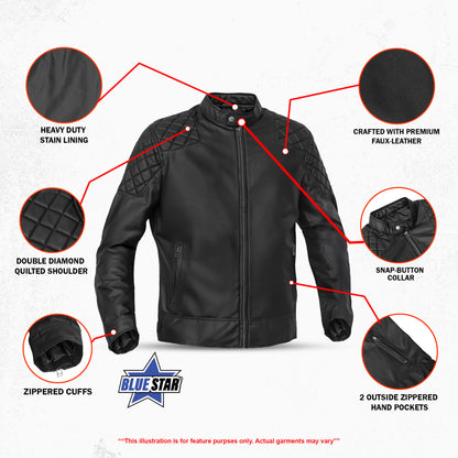 BSM4657 Venture Guard Men’s Faux Leather Motorcycle Jacket