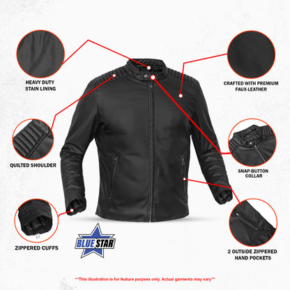 BSM4658 Rivet Soul Men’s Faux Leather Motorcycle Jacket