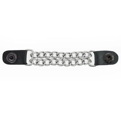 Vest Extender Black Spring Snap Fastener - Clasp & Metal Chain Detail - Renegade Classics