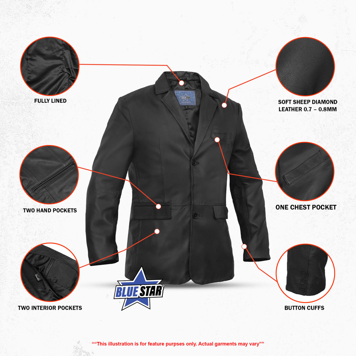 BSM1148 Men’s Sheep Skin Leather Blazer