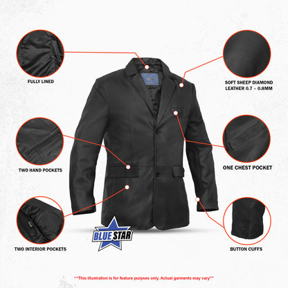 BSM1148 Men’s Sheep Skin Leather Blazer