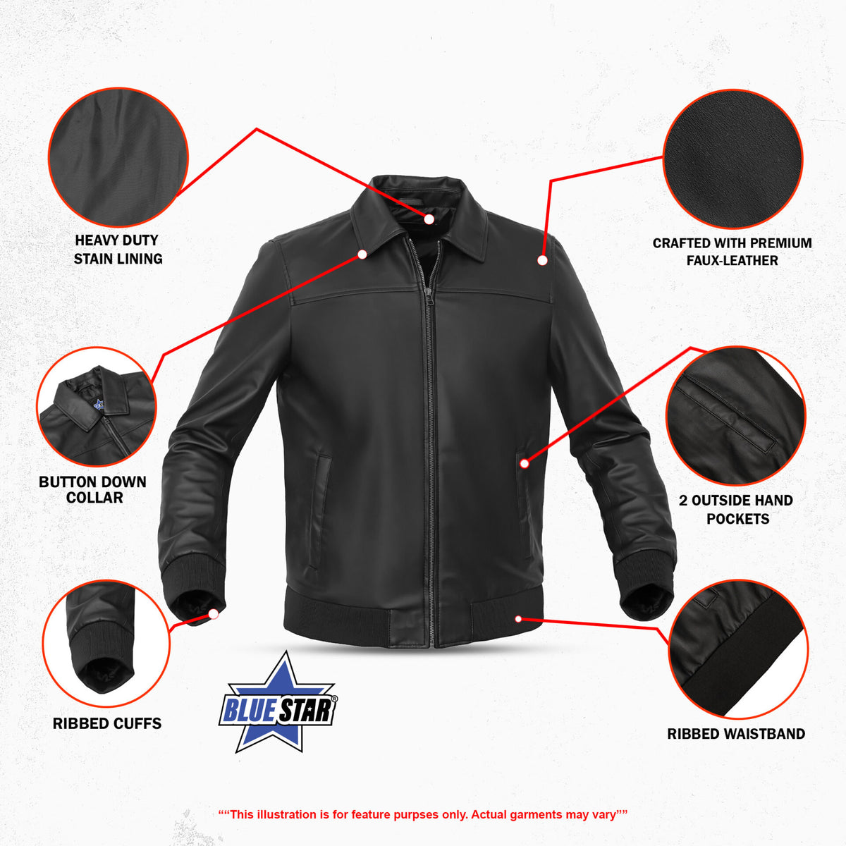 BSM4659 Midnight Forge Men’s Faux Leather Motorcycle Jacket