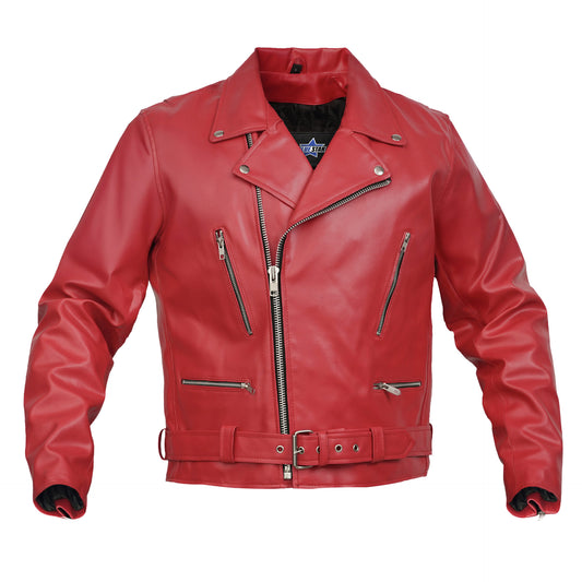 BSM4664 Crimson Firebrand Men’s Faux Leather Motorcycle Jacket