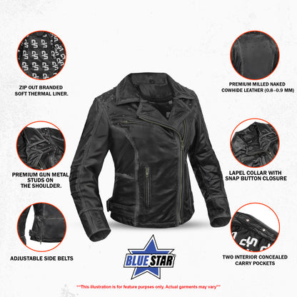 BSM5018 Shadow Stud - Women’s Leather Motorcycle Jacket