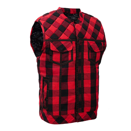 BSM4618 Scarlet Fury Black and Red Flannel Textile Vest