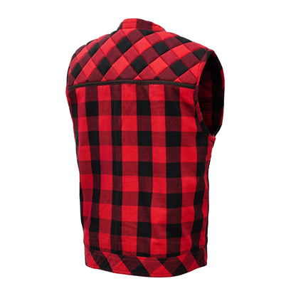 BSM4618 Scarlet Fury Black and Red Flannel Textile Vest