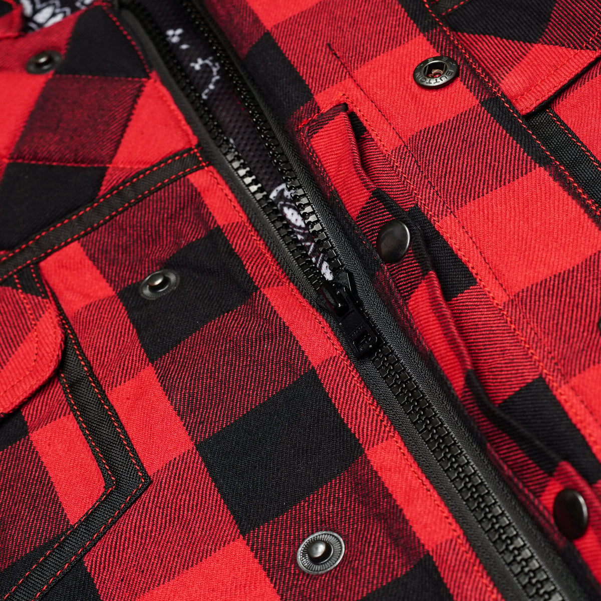 BSM4618 Scarlet Fury Black and Red Flannel Textile Vest