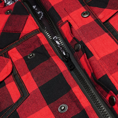 BSM4618 Scarlet Fury Black and Red Flannel Textile Vest