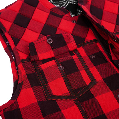 BSM4618 Scarlet Fury Black and Red Flannel Textile Vest
