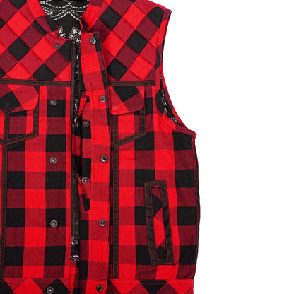 BSM4618 Scarlet Fury Black and Red Flannel Textile Vest