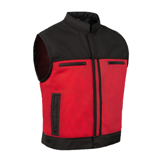 BSM4611 - Blaze Red Men’s Motorcycle Mesh Vest