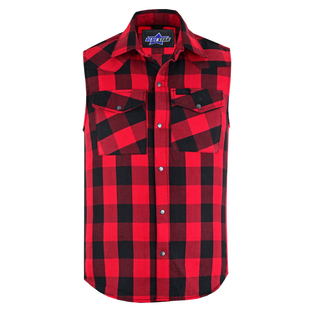 BSM4591 Men’s Red and Black Sleeveless Flannel