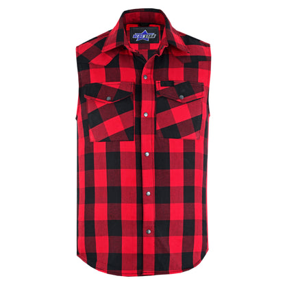 BSM4591 Men’s Red and Black Sleeveless Flannel