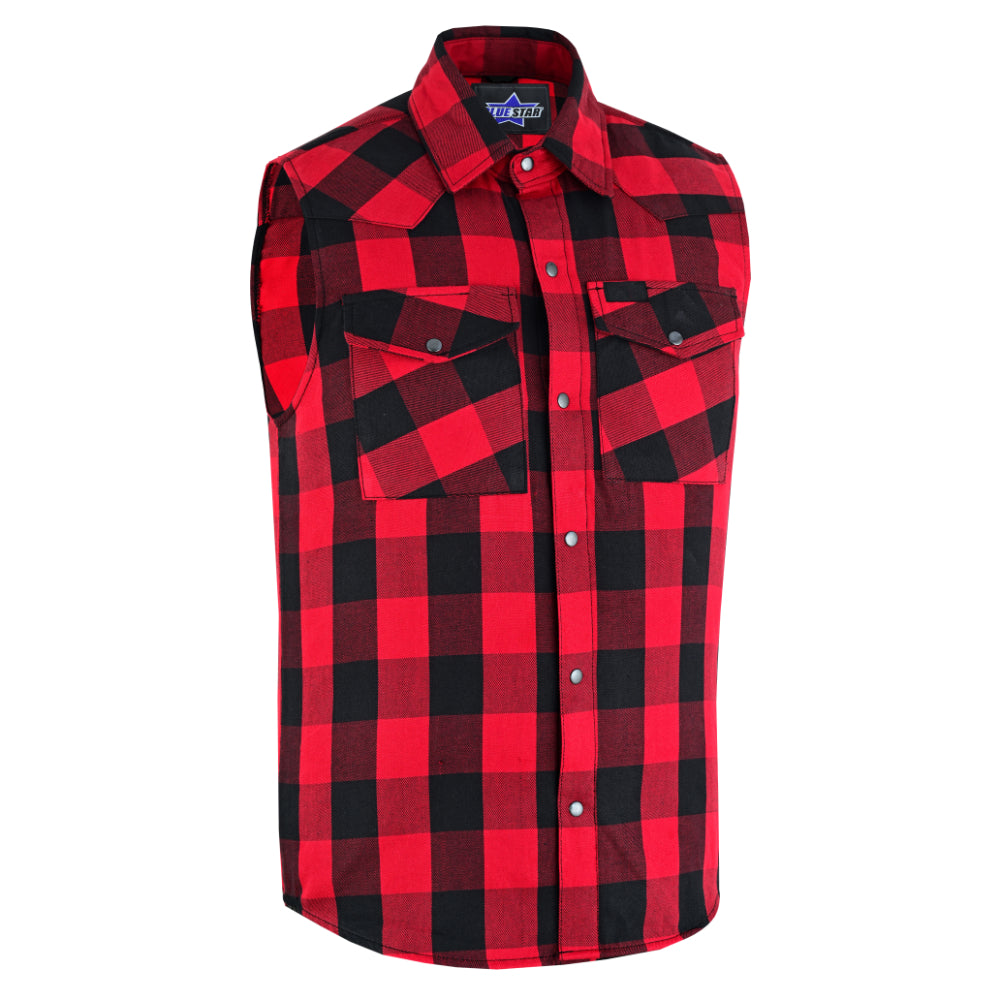BSM4591 Men’s Red and Black Sleeveless Flannel