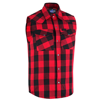 BSM4591 Men’s Red and Black Sleeveless Flannel