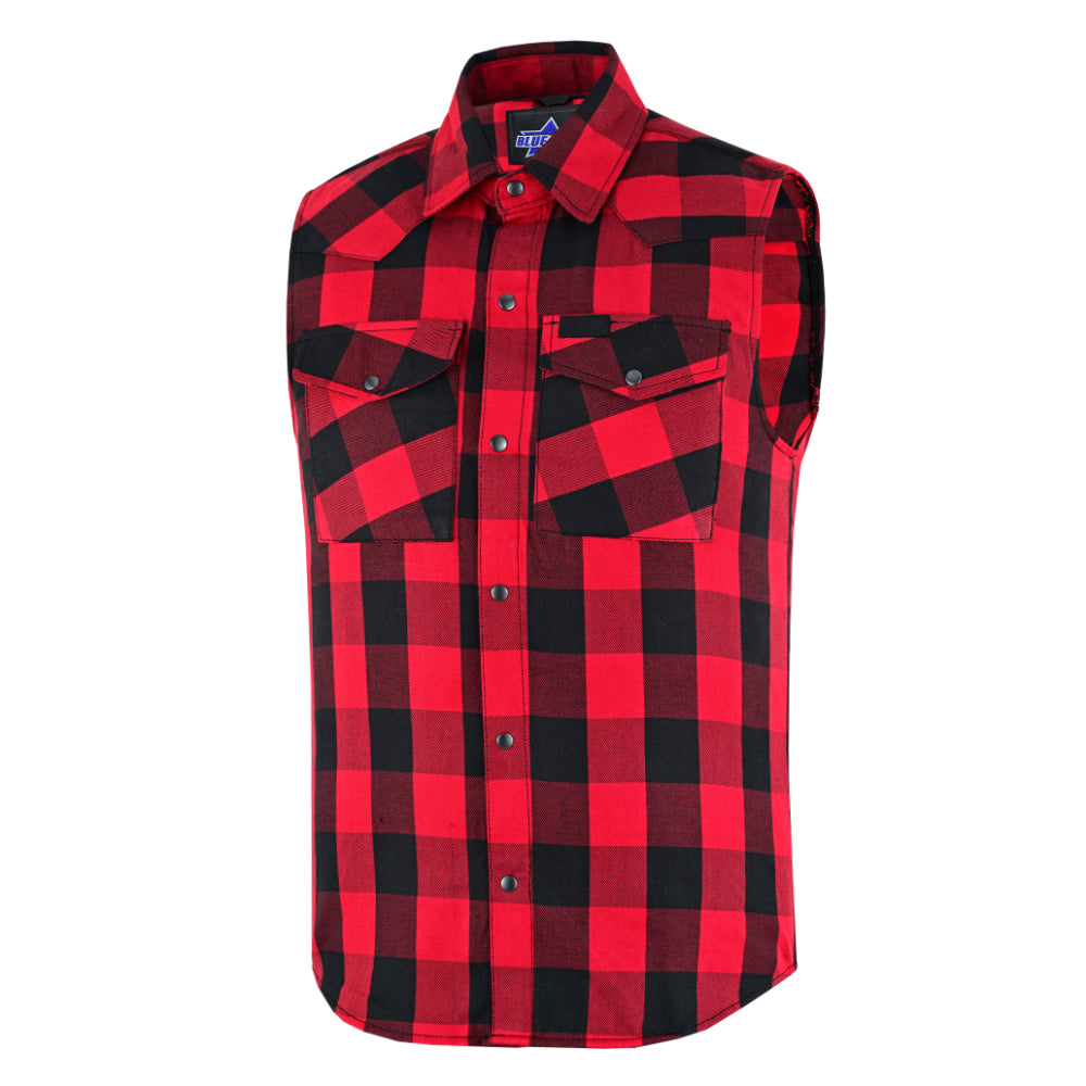 BSM4591 Men’s Red and Black Sleeveless Flannel