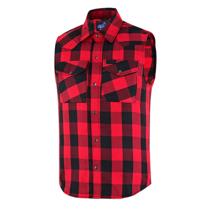 BSM4591 Men’s Red and Black Sleeveless Flannel
