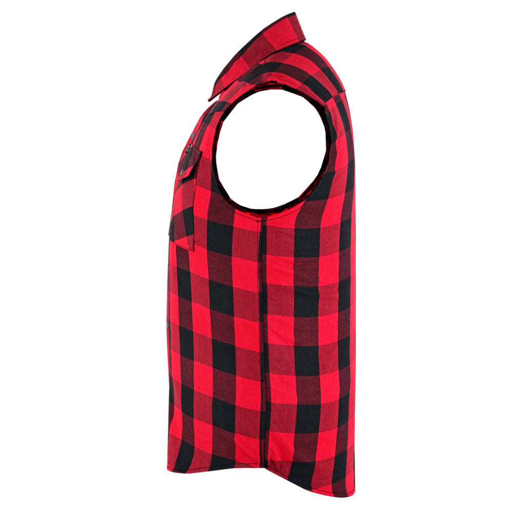 BSM4591 Men’s Red and Black Sleeveless Flannel