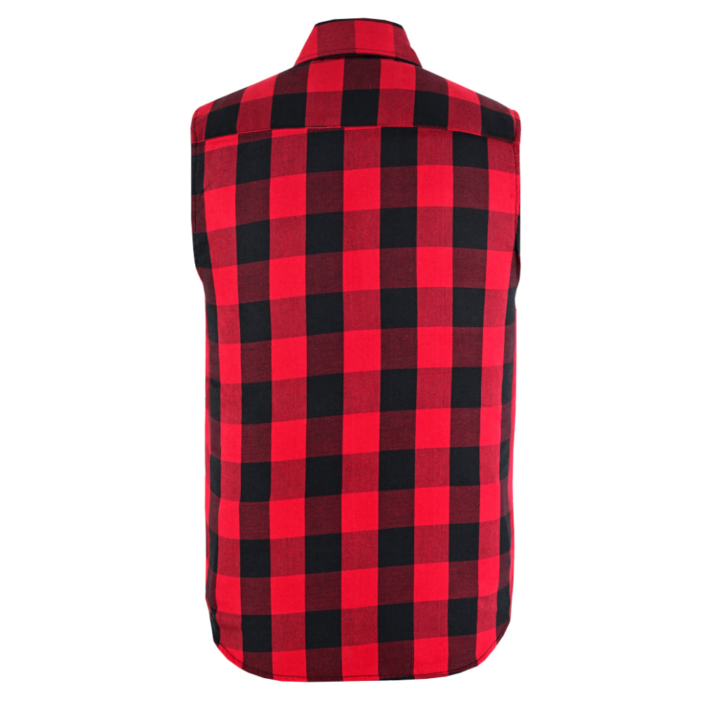 BSM4591 Men’s Red and Black Sleeveless Flannel